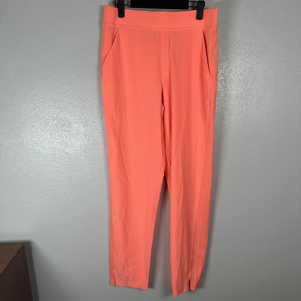 Athleta Brooklyn Ankle Pant Womens 8Tall Coral Pink Ribbed Stretch Travel Active